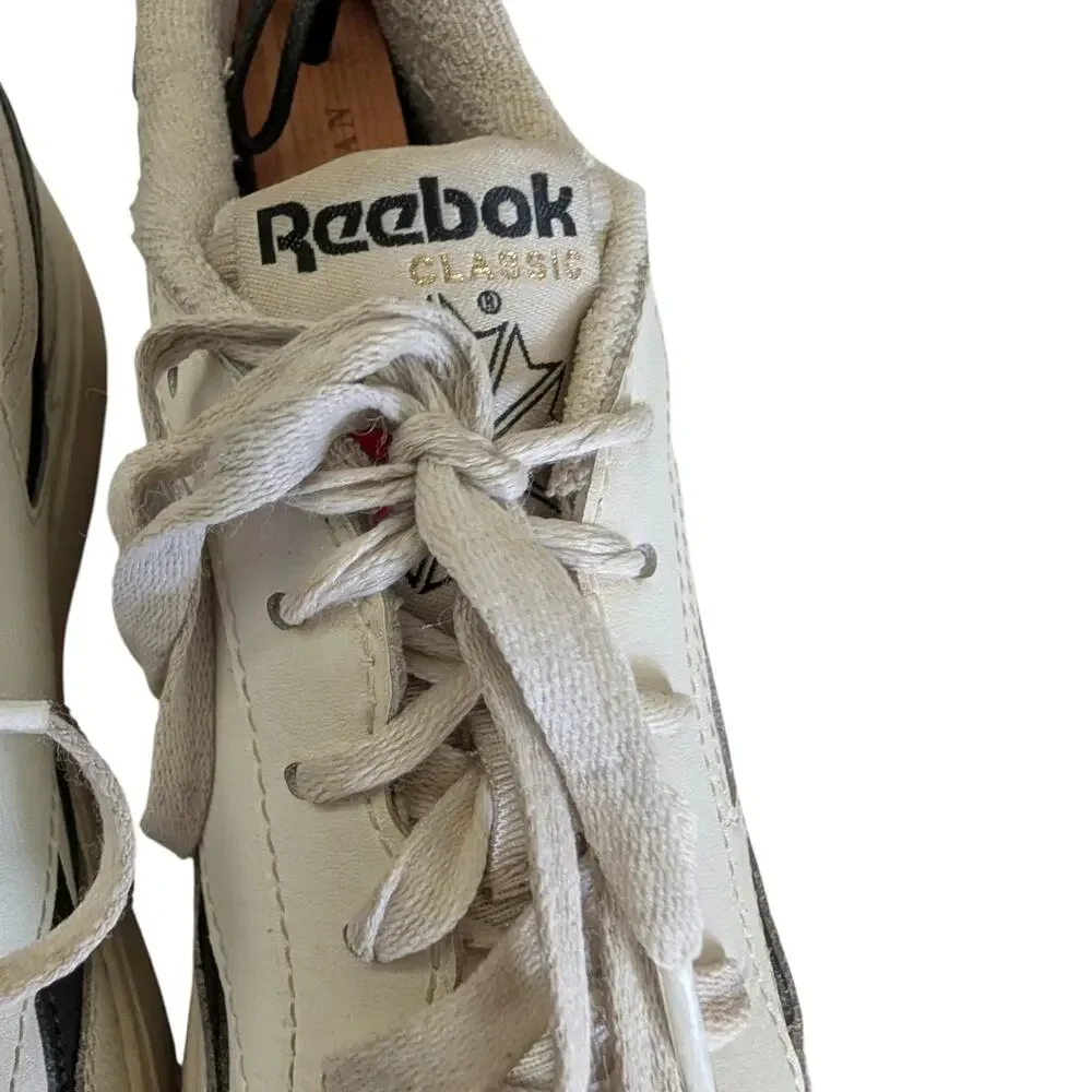 Reebok Club C Double Revenge Chalk Core Black Sneakers Size 8 Womens White Cream